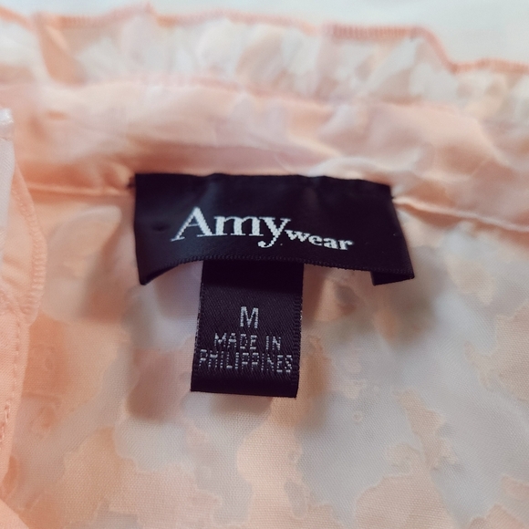 Y2K Amy Wear Pink Sheer Ruffle Button Down Top Sz M - Picture 6 of 8